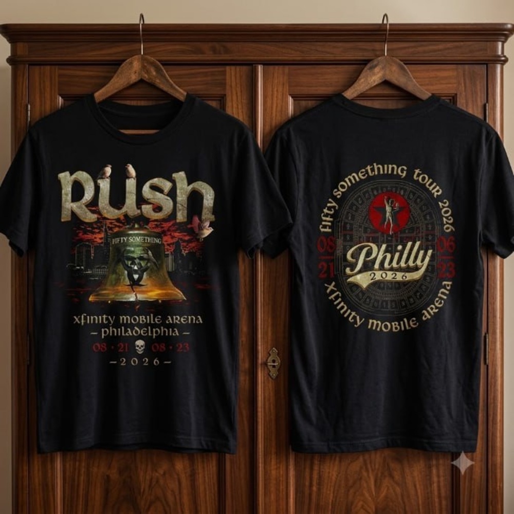 RUSH 'Fifty Something Tour 2026' Philly Black Graphic Tee